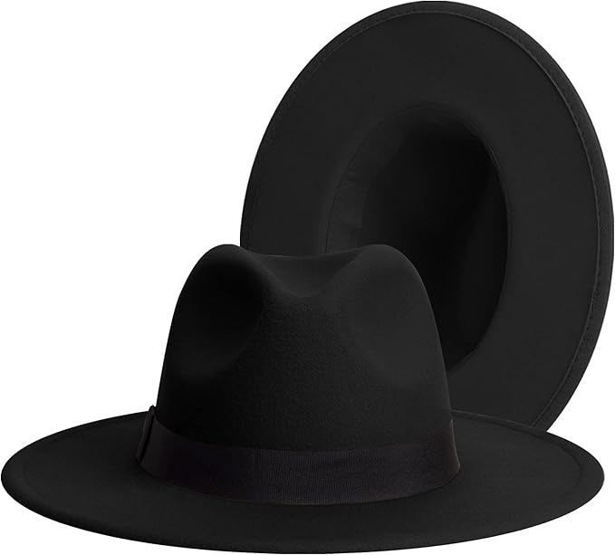 Classic Wide Brim Fedora for Women and Men - Two Tone Style