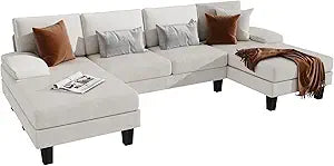 YESHOMY Convertible Sectional Sofa U-Shaped Couch for Living Room