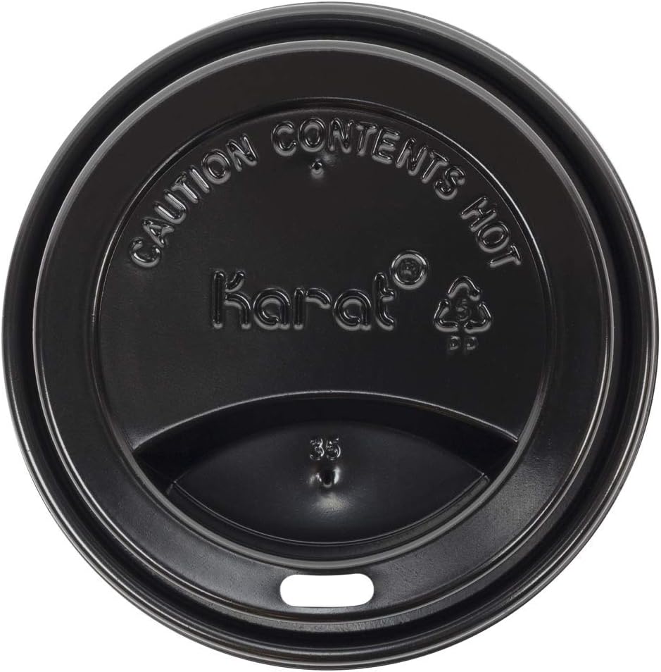 Karat 10-24 oz. Coffee Cup Sipper Dome Lid - Black 90mm