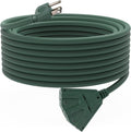 50 Ft Outdoor Extension Cord with 3 Outlets - Durable Weatherproof