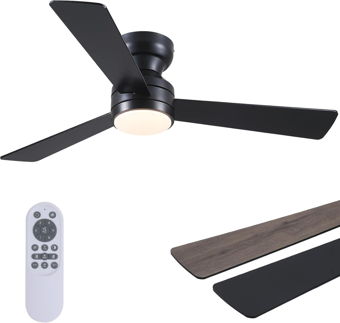 Asyko Ceiling Fans with Lights: 46 Low Profile Flush Mount Fan