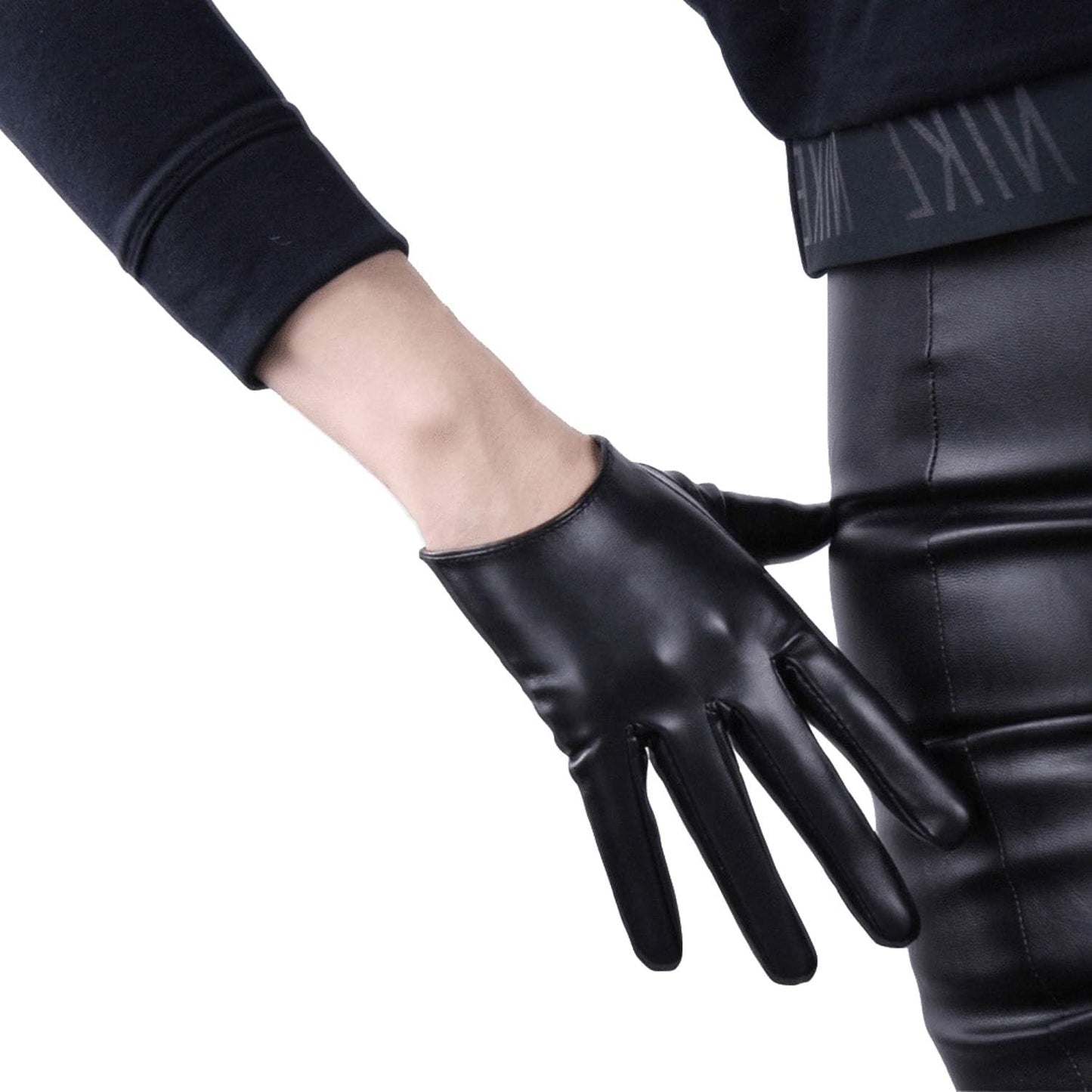 DooWay Black Touchscreen Faux Leather Gloves - Soft & Stylish!