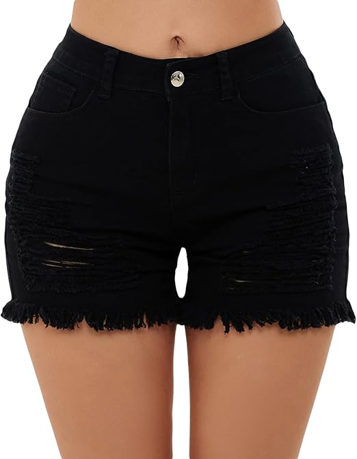 Romastory Womens High Waisted Jean Shorts Ripped Tie-dye Style