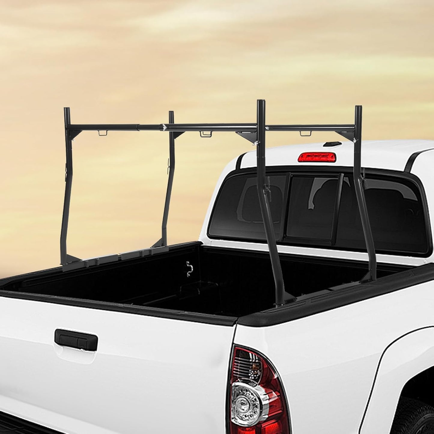 800lbs Capacity Adjustable Truck Ladder Rack - No Drill, Heavy Duty!