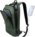 hk Slim Business Backpack with USB Charger for Men - Green
