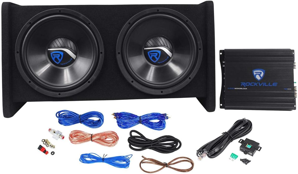 Rockville RV12.2B Dual 12in Subwoofer Enclosure for Deep Bass