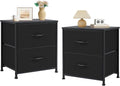 Matte Black Nightstand Small Dresser with 2 Fabric Drawers - 2 Pack