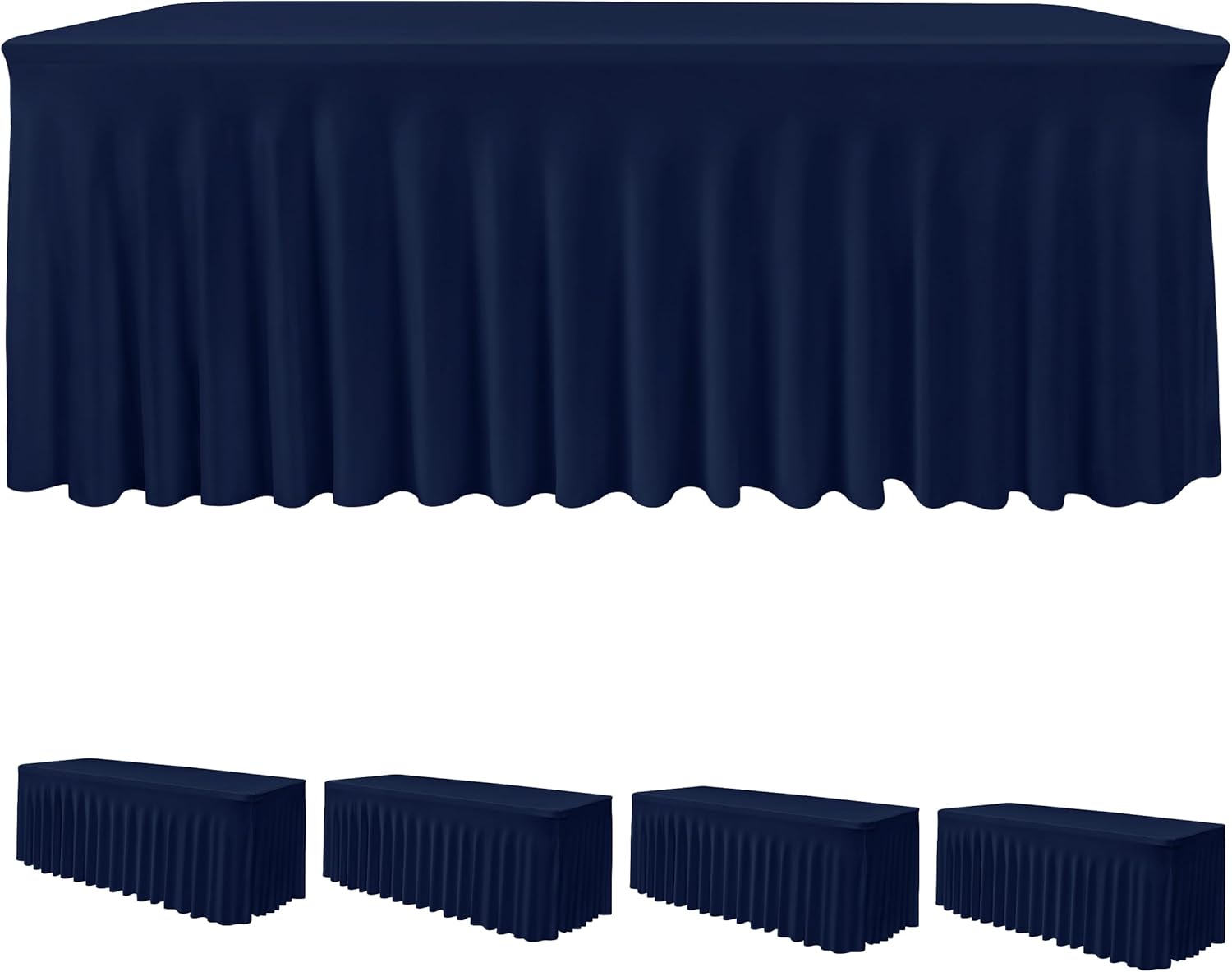 Spandex Table Skirts for Rectangle Tables 4 Ft - Navy 4 Pack