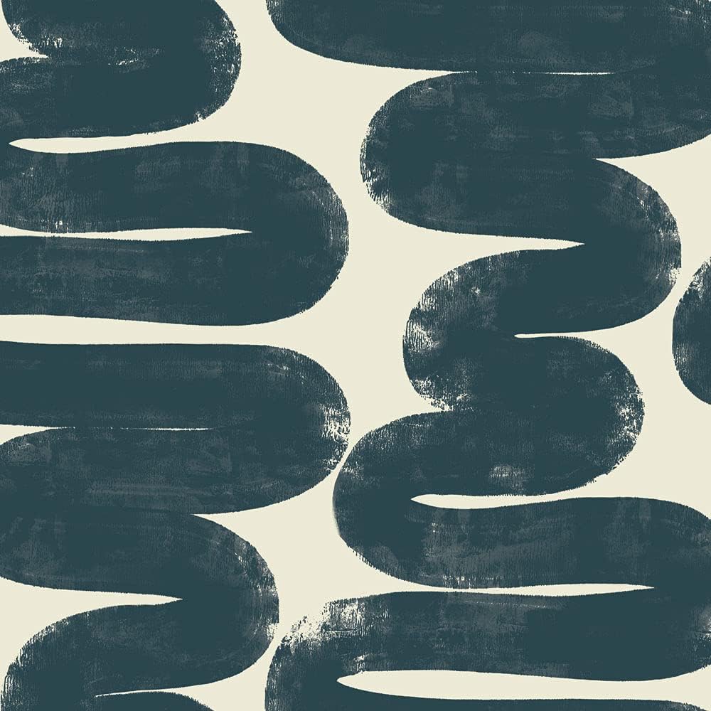 Tempaper Blue & Cream Wiggle Room Removable Wallpaper for Easy Decor