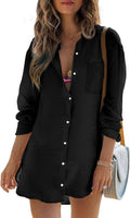 Womens Beach Cover Up Button Down Shirt - Lightweight Cotton Gauze all