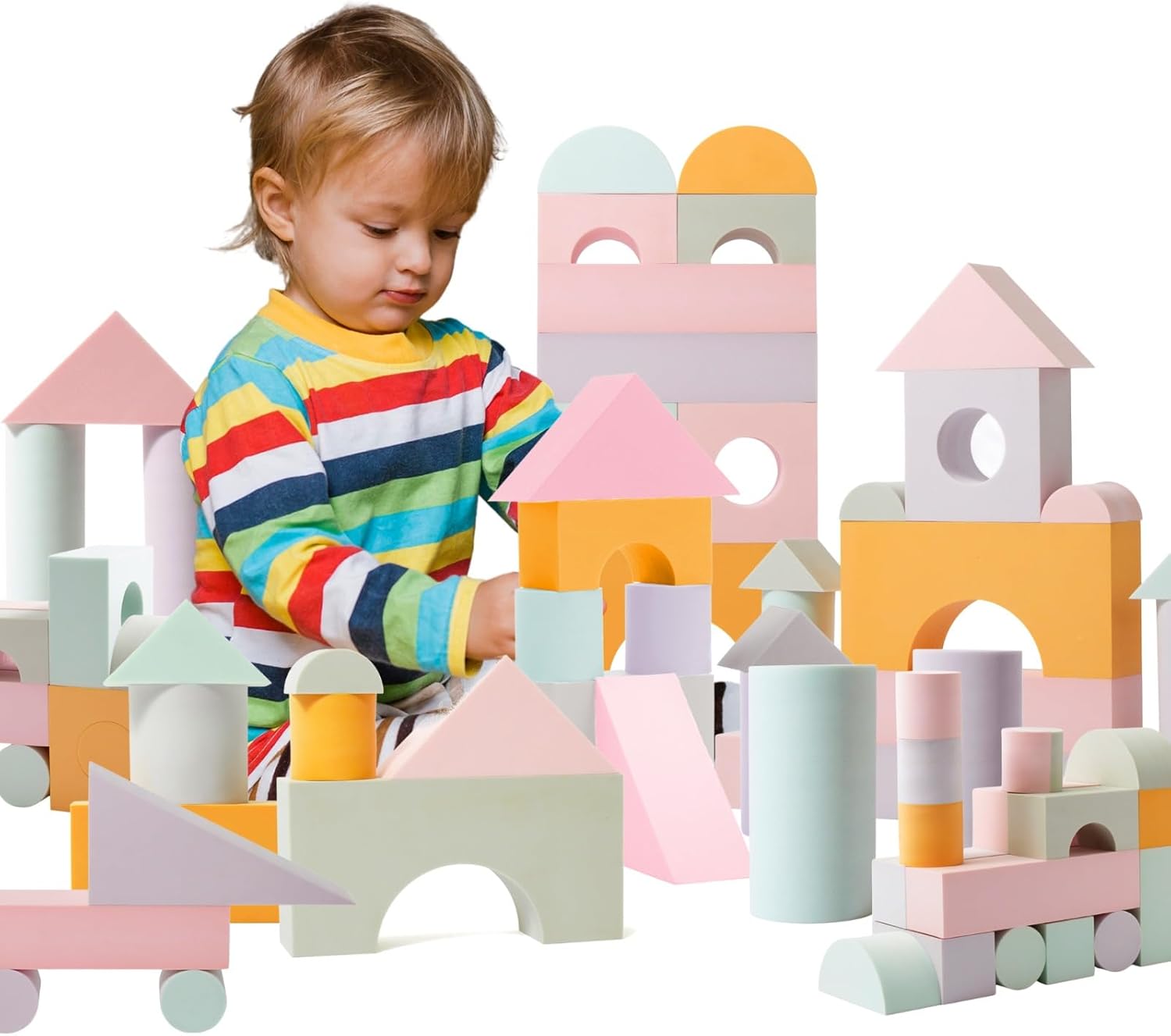 Set of 34 Jumbo Large Foam Blocks for Toddlers - Fun Learning