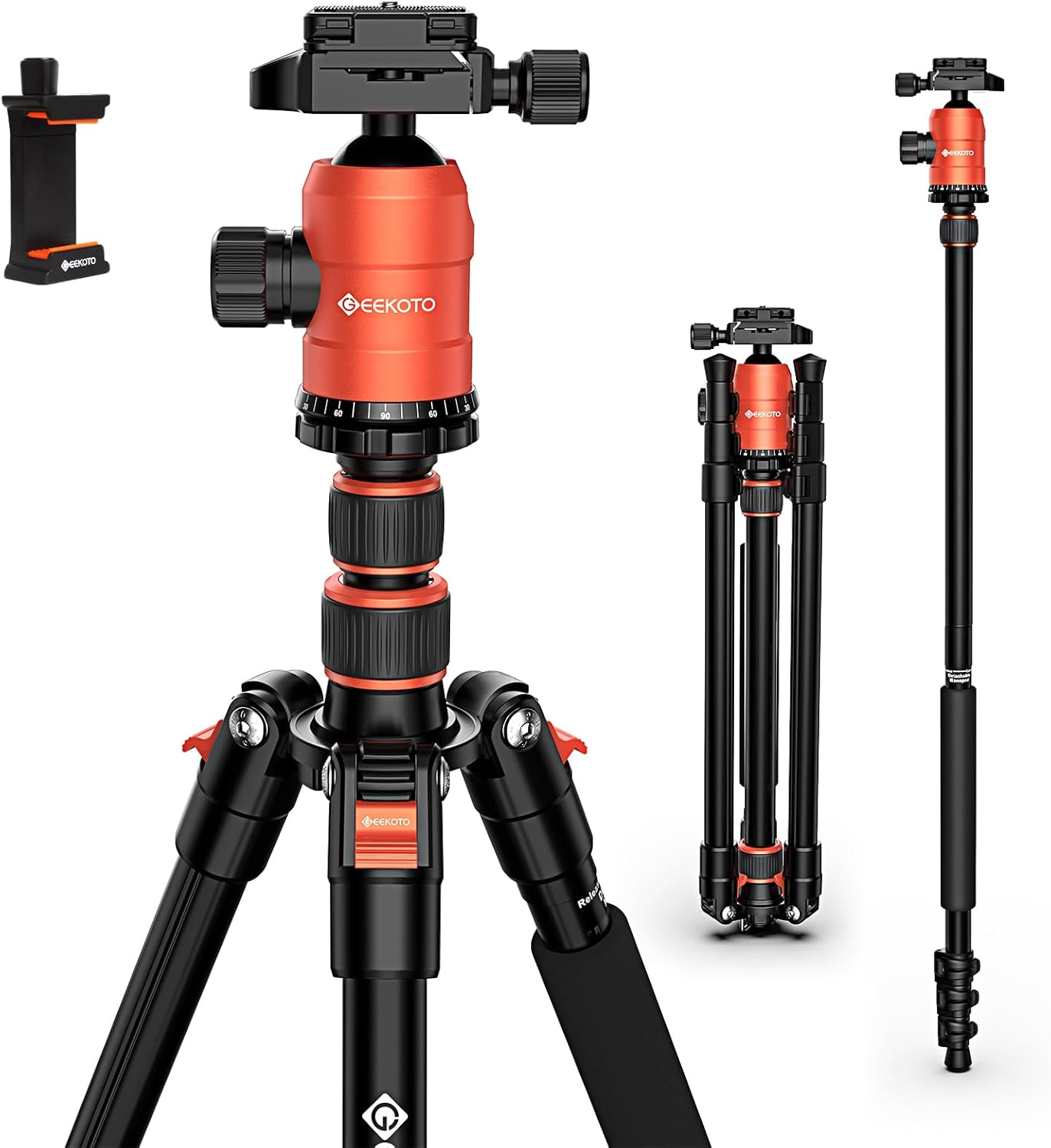 GEEKOTO 77ft Aluminum Camera Stand & Monopod for Travel Gear
