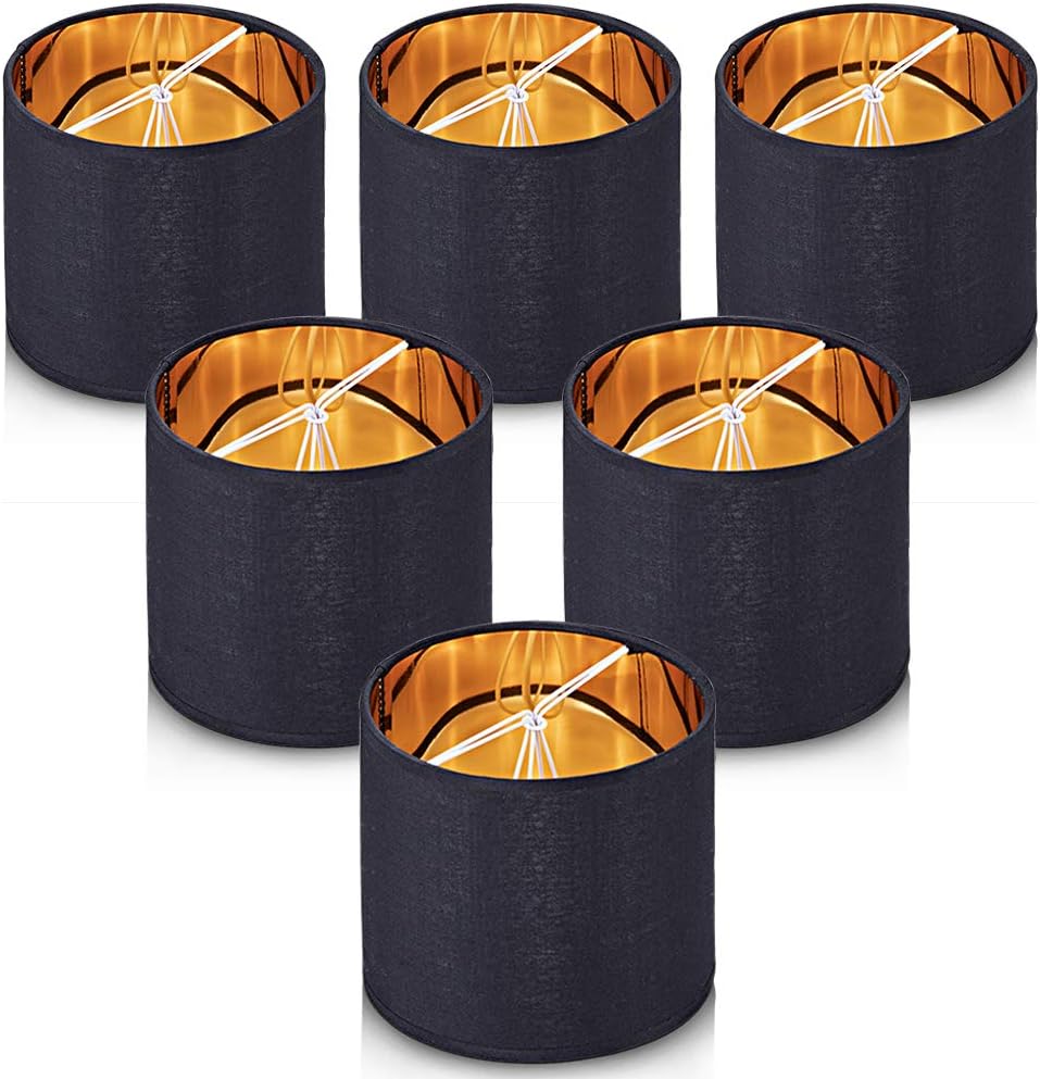 Wellmet Clip-on Drum Lamp Shades for Candle Bulbs - Set of 6
