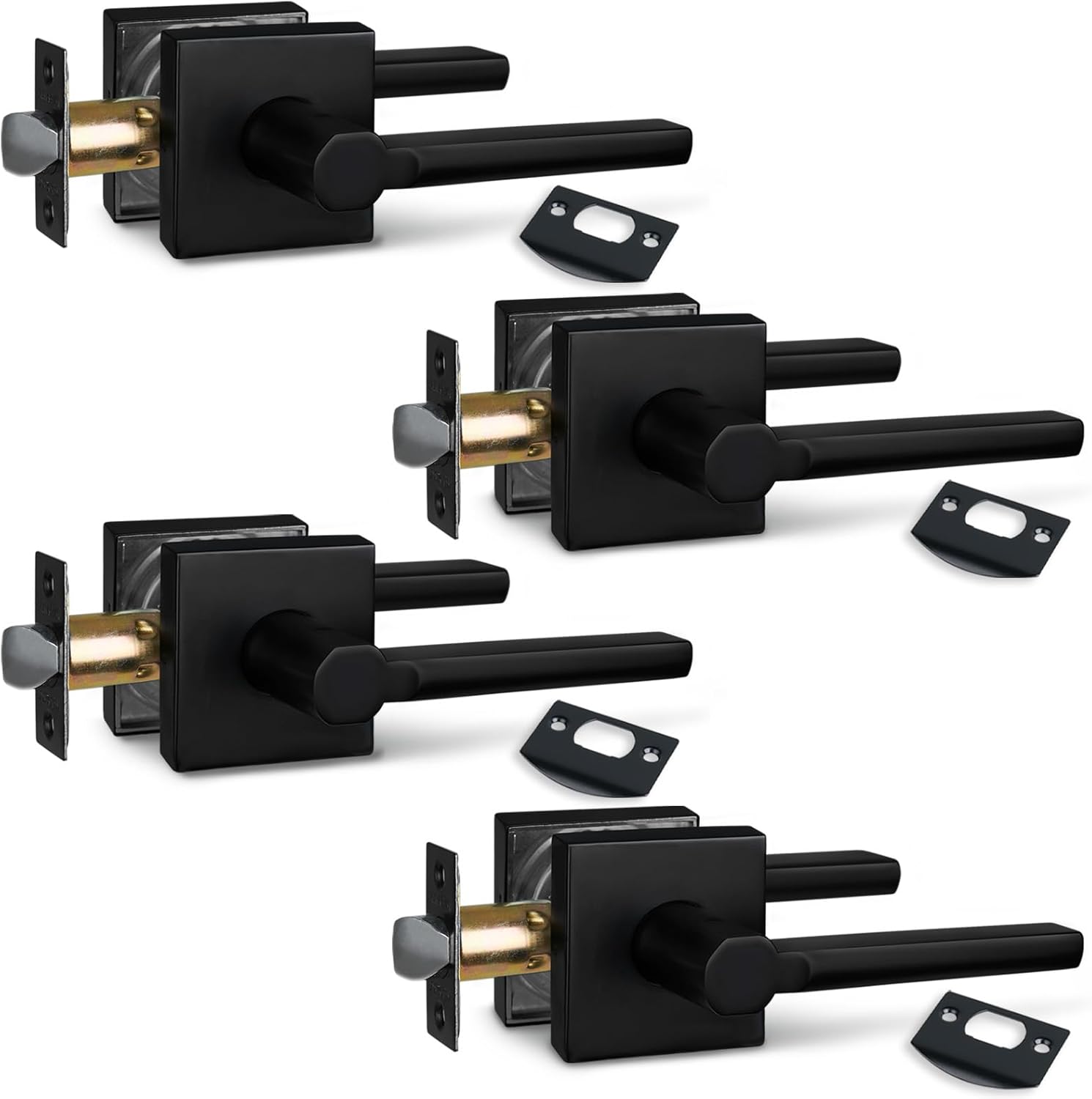 NEWBANG Hall/Closet Lever Handle Lock in Aged Matt Black