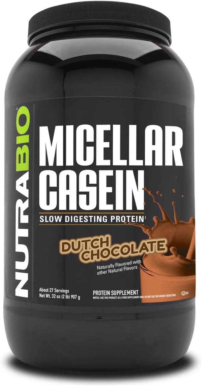 NutraBio Casein Protein Powder for Overnight Muscle Recovery