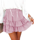 Flowy Shorts for Women Casual Ruffle Tiered Skorts High Waist
