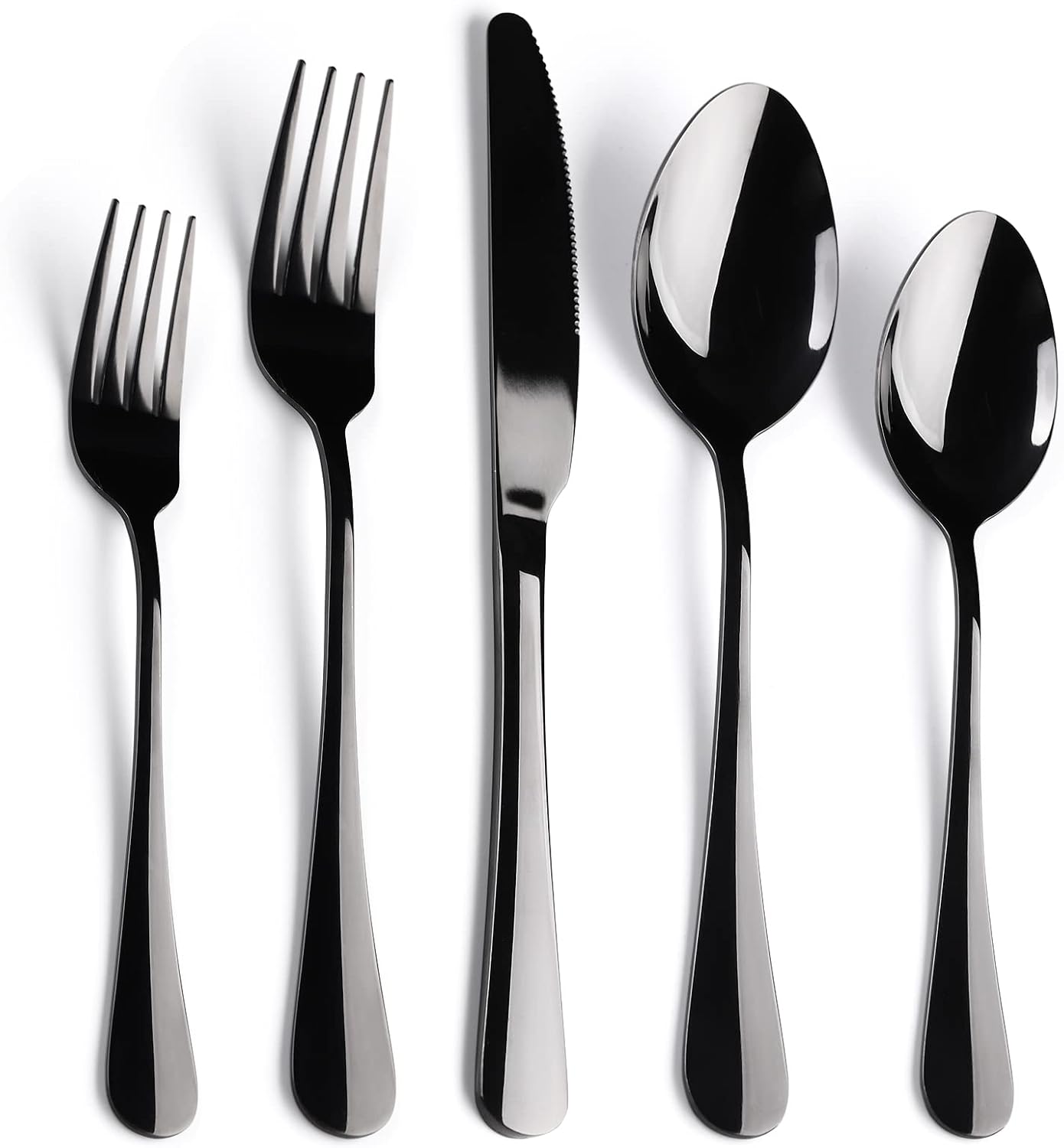 Black Flatware Set for 8 - 40-Piece Silverware Set for Dining