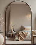 81in x 41in Black Arched Full Length Mirror - Oversized Modern Floor