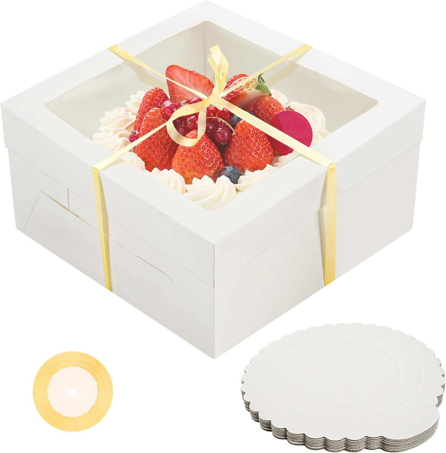 20 Pack White Cake Boxes with Window for Perfect Presentation