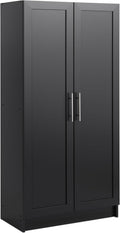 Prepac Elite Accent Cabinet with Panel Doors - Tall Black Storage