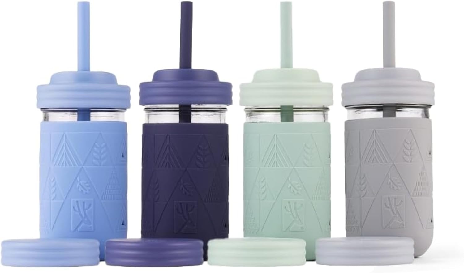 Elk and Friends Kids Glass Cups - 12oz Mason Jars for Fun
