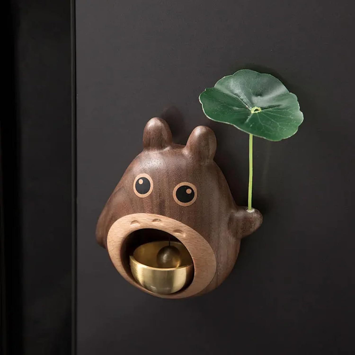 Wood Door Bell Black Walnut Cartoon Doorbell for Home Decor