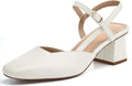 Rilista Women's Faux Leather Slingback Chunky Low Heel Pumps