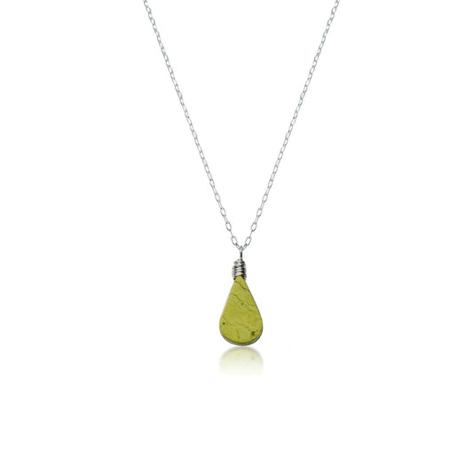 Green Serpentine Stone Pendant Necklace in Sterling Silver
