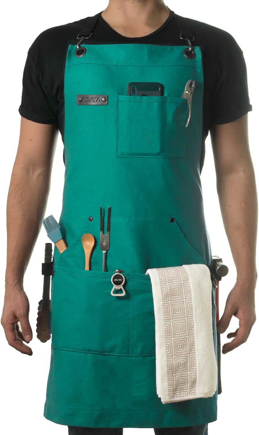 Asaya Chef and BBQ Apron with Bottle Opener and Hand Towel
