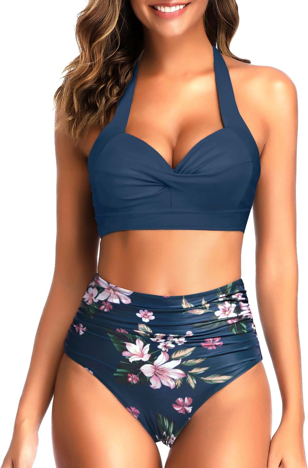 Tempt Me Vintage Swimsuit Retro Halter High Waist Bikini Set