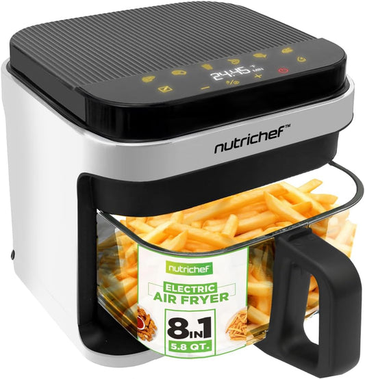 Nutrichef 5.8 Quart Air Fryer with Precise Temperature Control