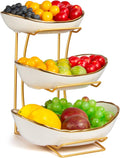 Fruit Bowl for Kitchen Counter 3 Tier Ceramic Stand - Elegant Storage