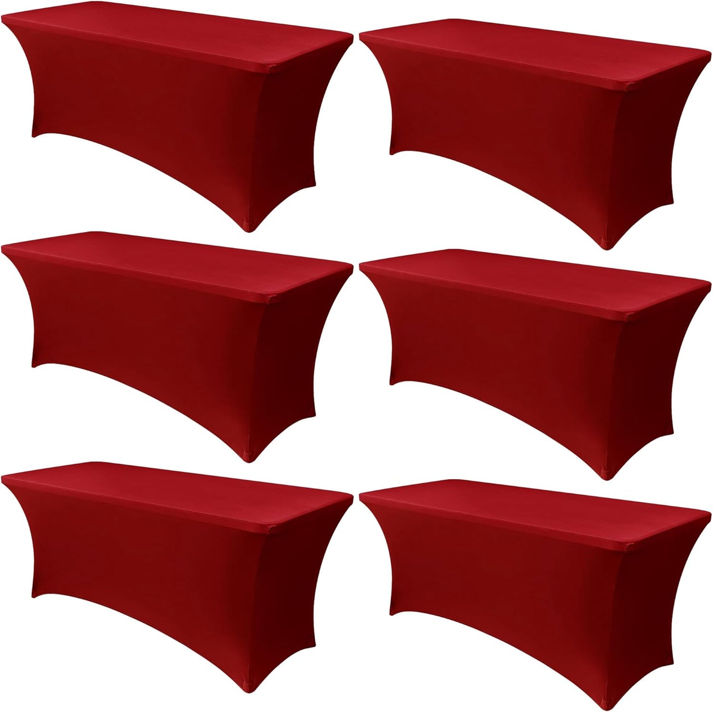 Obstal 6 Pack Stretch Spandex Red Table Covers for Events
