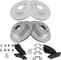 TRQ Front Rear Premium Semi-Metallic Brake Pad & Coated Rotor Kit