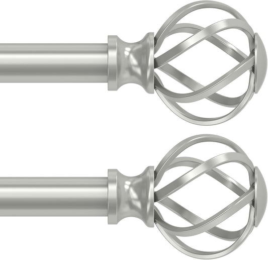 2 Pack Curtain Rods for Windows 18 to 42 Inch with Finials