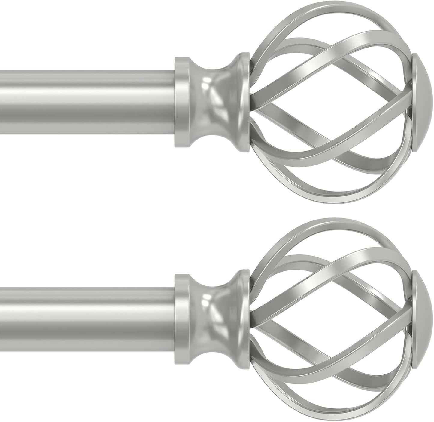 2 Pack Curtain Rods for Windows 48 to 84 Inch with Finials