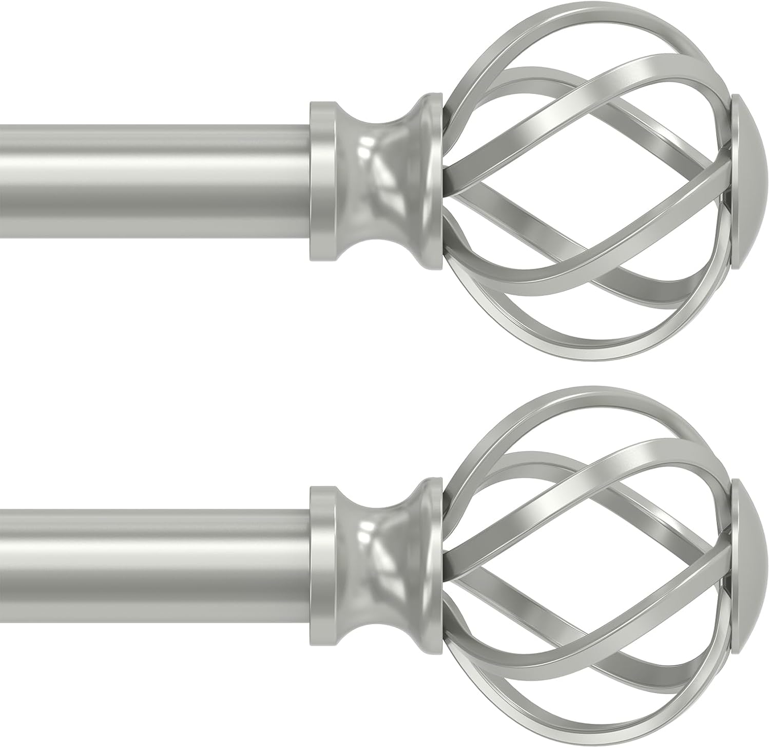 2 Pack Curtain Rods for Windows 48 to 84 Inch with Finials
