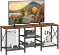 TV Stand for 55 Inch TV with 3-Tier Open Shelves - Rustic Brown