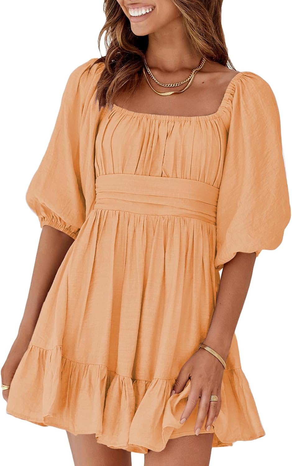 Stylish Summer Dresses for Women with Square Neck and Ruffles