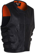 Mens Leather Motorcycle Vest with CCW Pocket (Style XRBX)