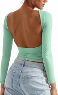 SUUKSESS Women Backless Open Back Long Sleeve Top - Double Lined Soft