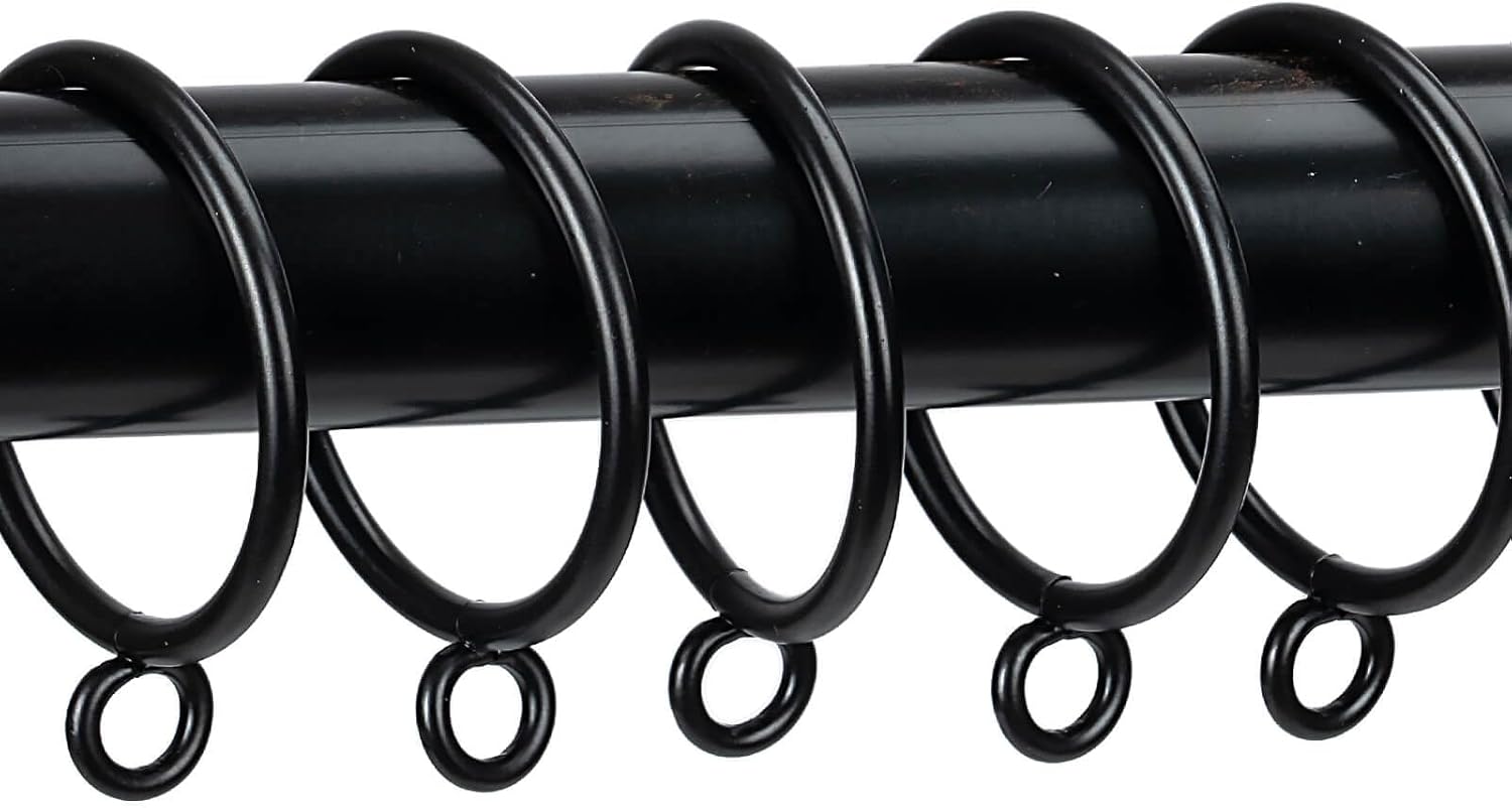 Black Metal Curtain Rings 1.5Inch Inner Diameter - Easy Hanging & Stylish Finish