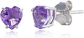 10k White Gold Heart Stud Earrings with Birthstone - Timeless Gift