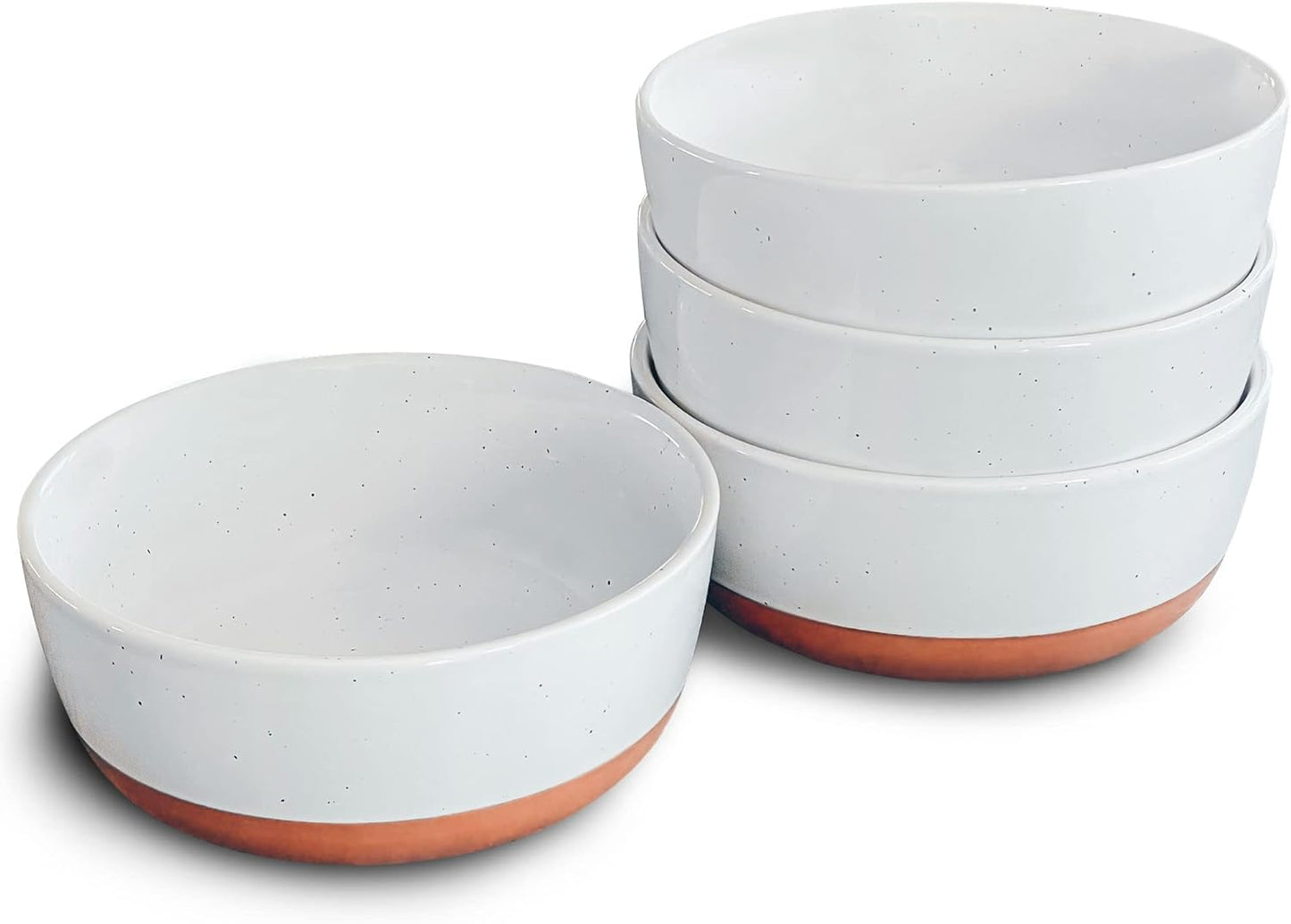 Mora Ceramic Flat Bowls Set of 4 - Perfect for Mindful Eating