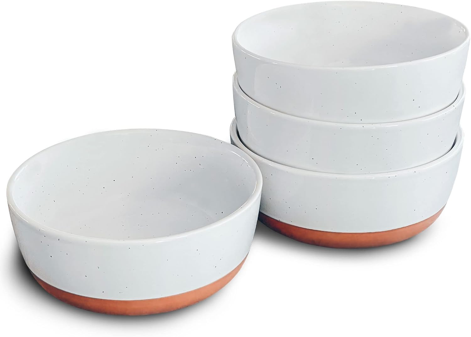 Mora Ceramic Flat Bowls Set of 4 - Perfect for Mindful Eating