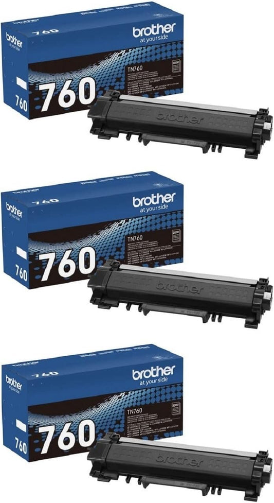 Brother Genuine TN760 3-Pack High Yield Toner - 9,000 Pages!