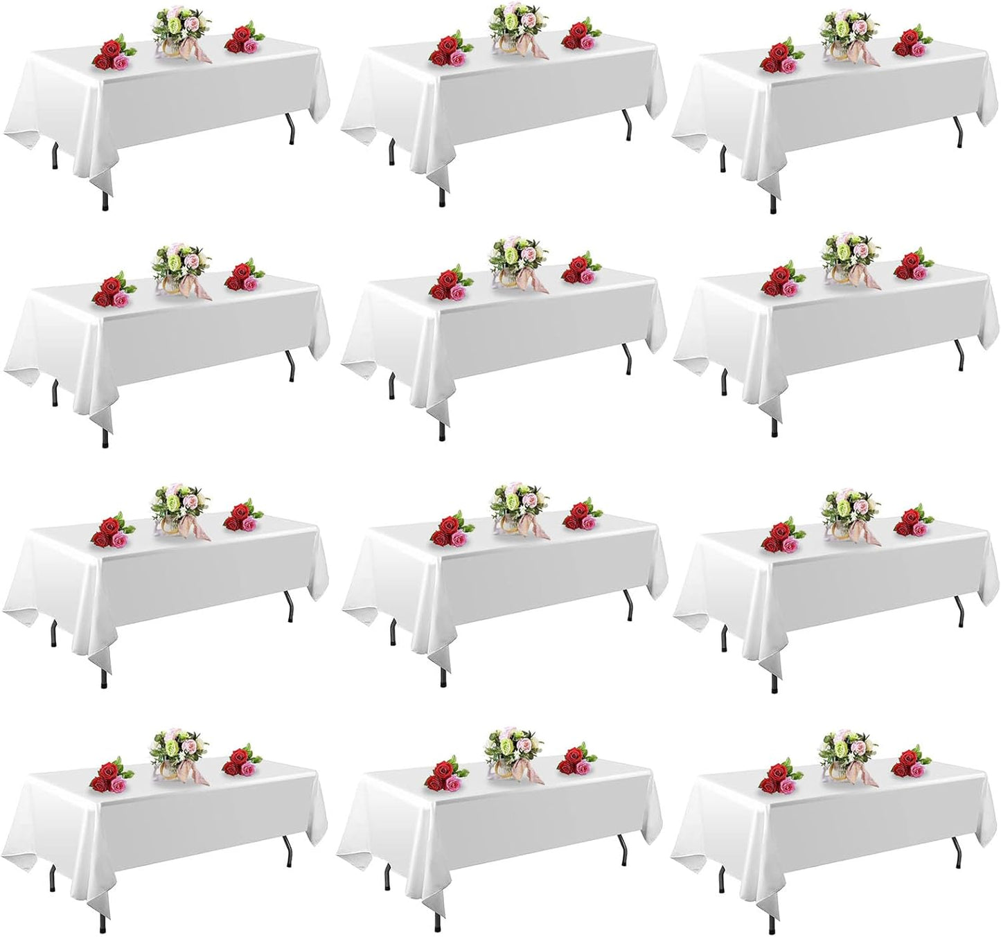 FINDYOU 12 Pack White Table Cloths for 6FT Rectangle Tables