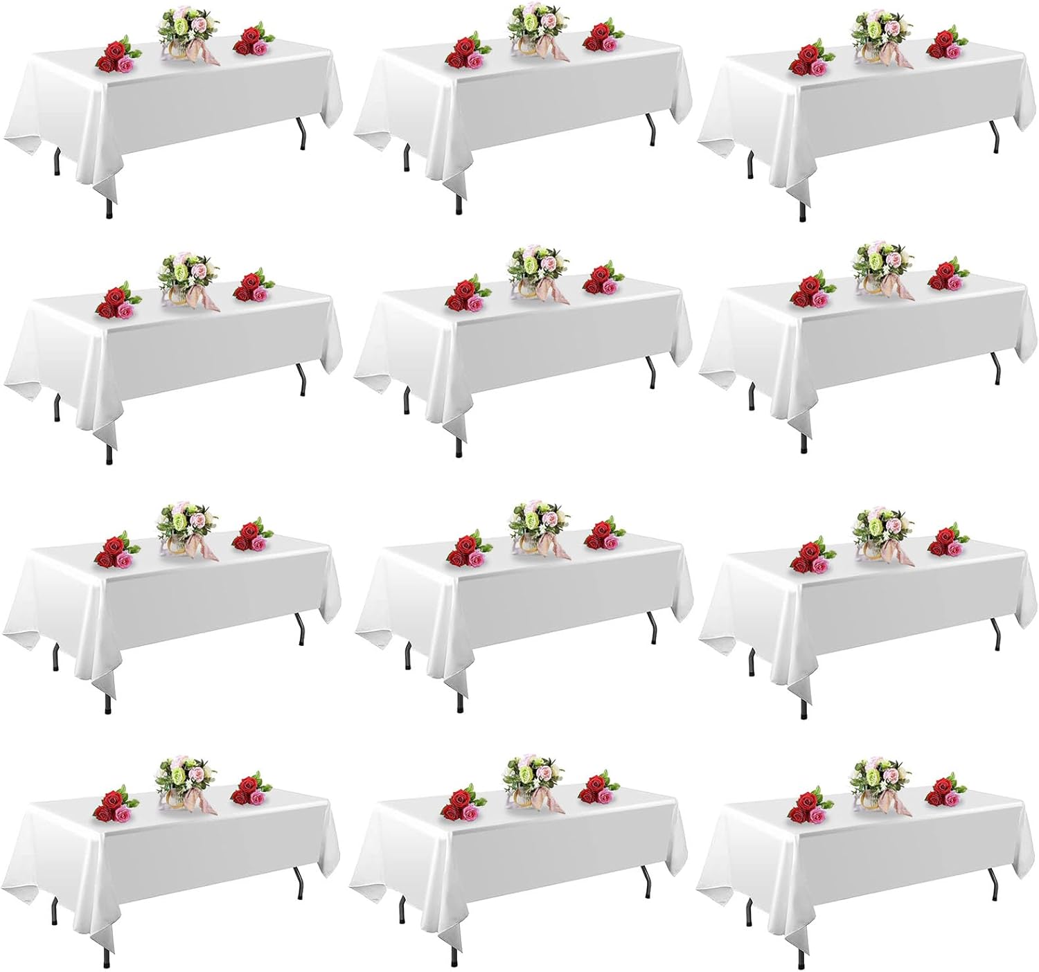 FINDYOU 12 Pack White Table Cloths for 6FT Rectangle Tables