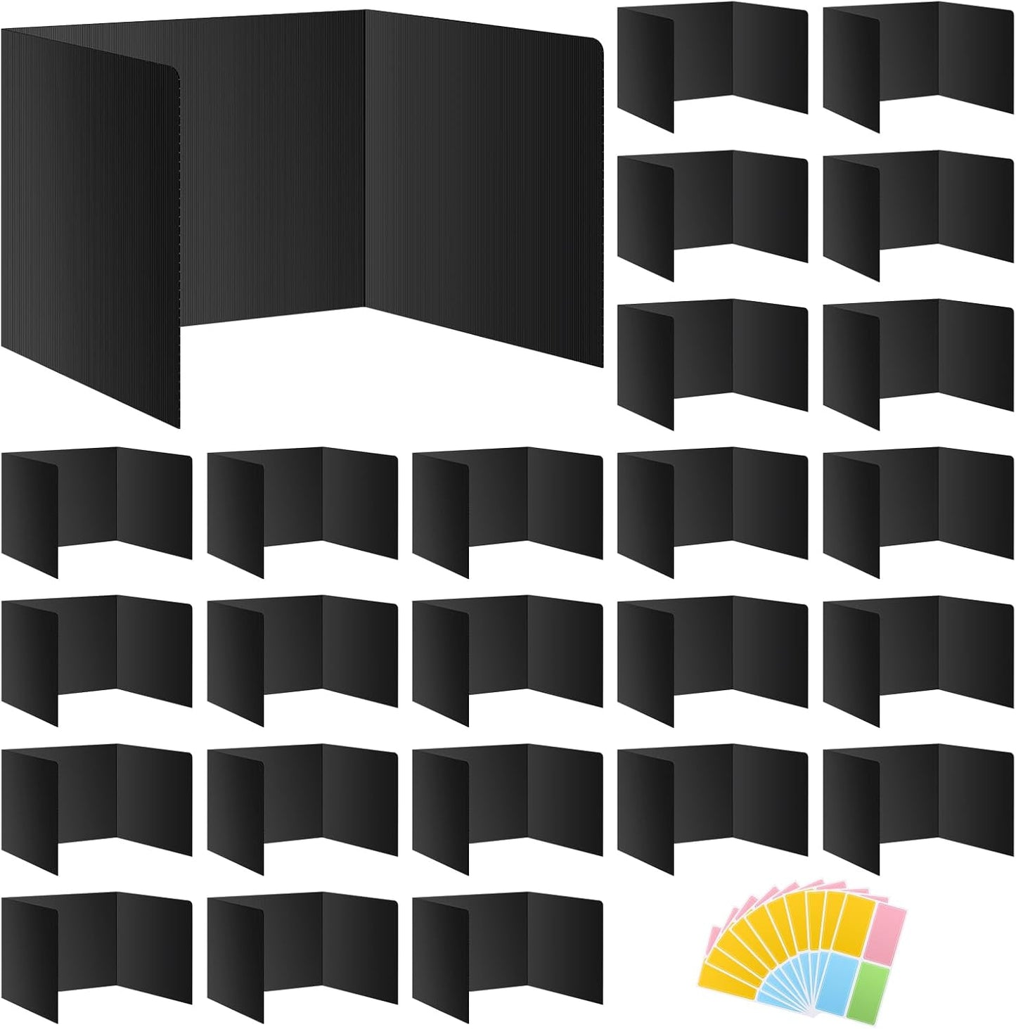 Black 24-Pack Desk Dividers for Students - Privacy Shields