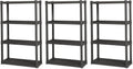 Sterilite 3-Pack 4 Shelf Unit Heavy-Duty Shelving - Sturdy Storage